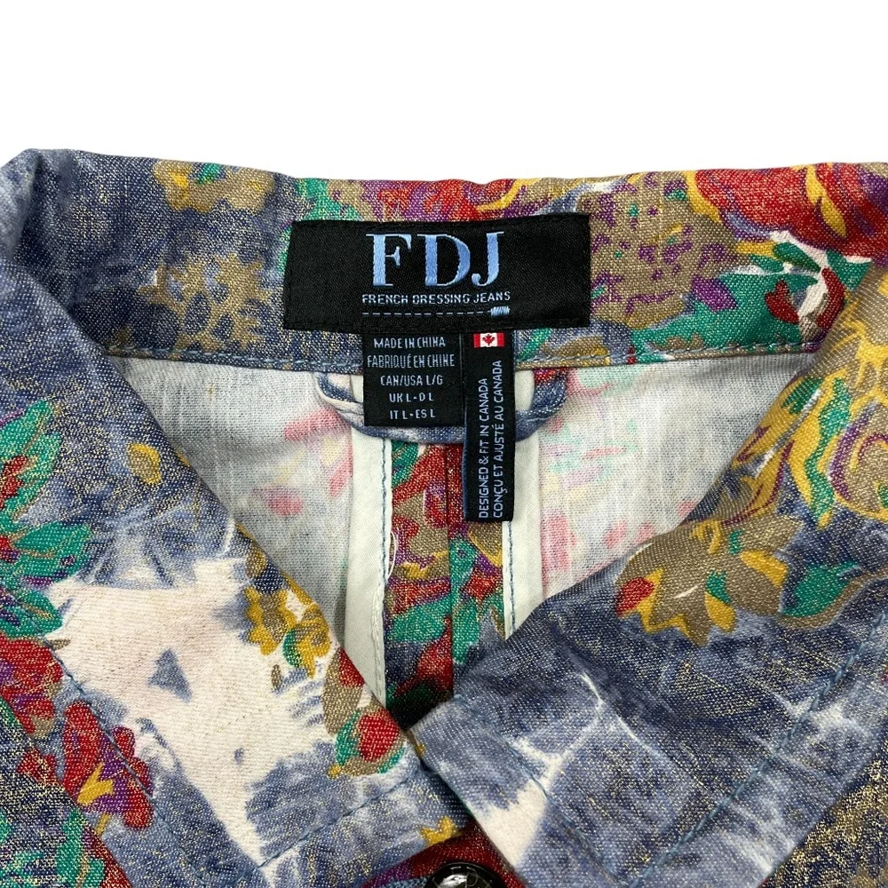 FDJ Jacket Large Button Blazer Tapestry Design Long Sleeve Collar‎